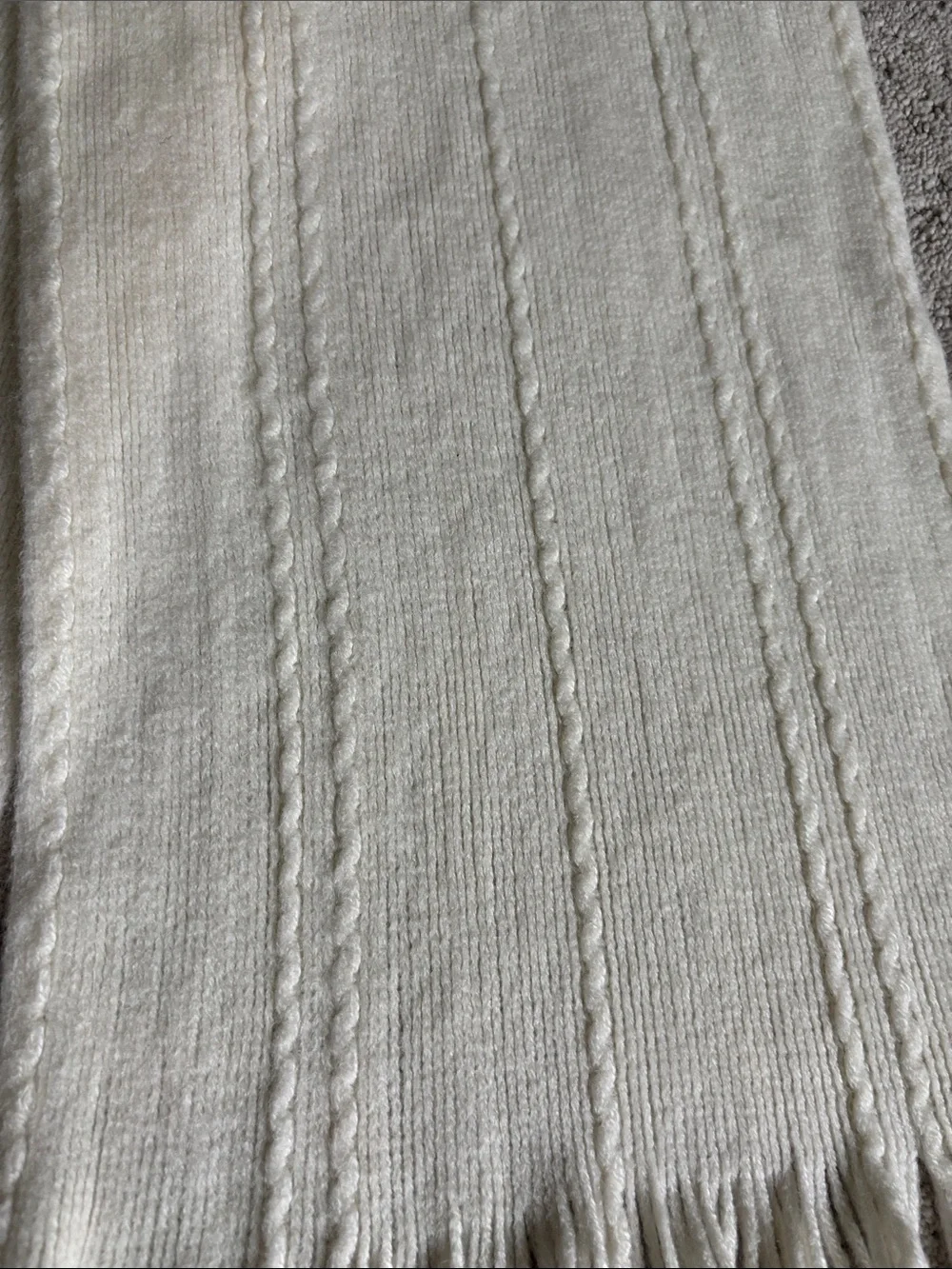 croft & barrow Cream Fringe Knit Scarf